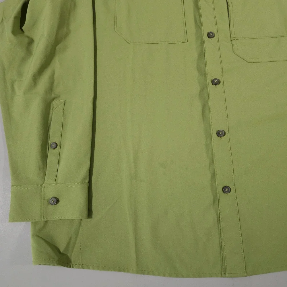 Simms Fishing Shirt Mens XXL Green Long Sleeve Button Up‎ Polyester Pockets